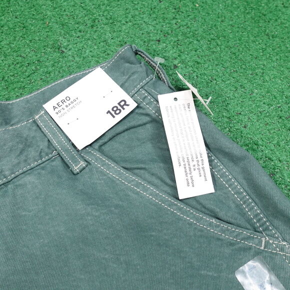 NWT AEROPOSTALE 90's BAGGY GREEN NON-STRETCH DENIM JEANS WOMENS SZ 18R NEW! - Picture 3 of 11